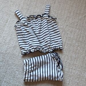 Ruffle nautical navy stripe cotton set